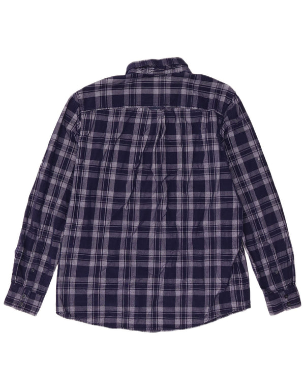 Crew Clothing Camisa de pana de ajuste clásico para hombre Algodón a cuadros azul marino grande