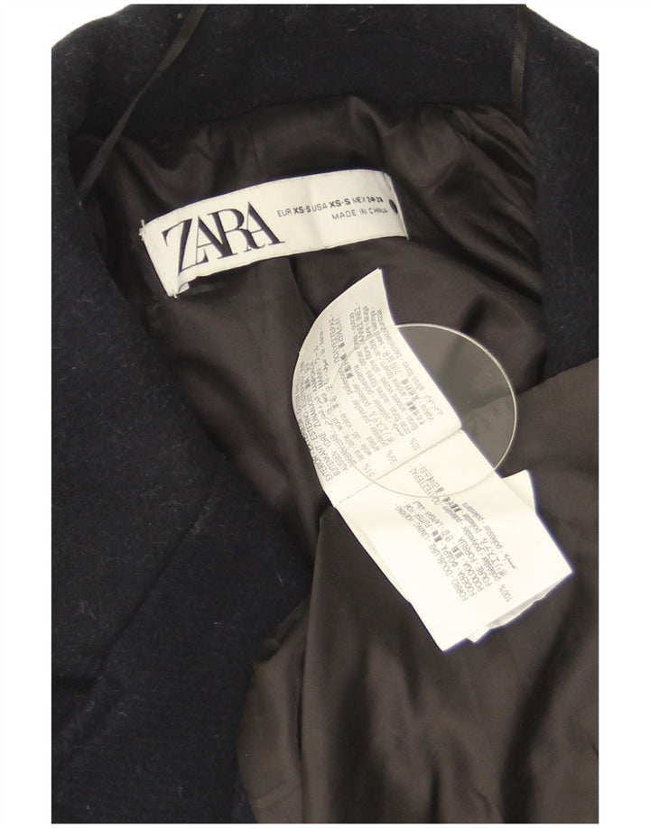 Zara Mujer Abrigo Extragrande UK 6 XS Lana Azul Marino