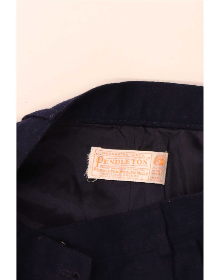 Pantalón chino con pinzas Pendleton para mujer W26 L32 Lana virgen azul marino