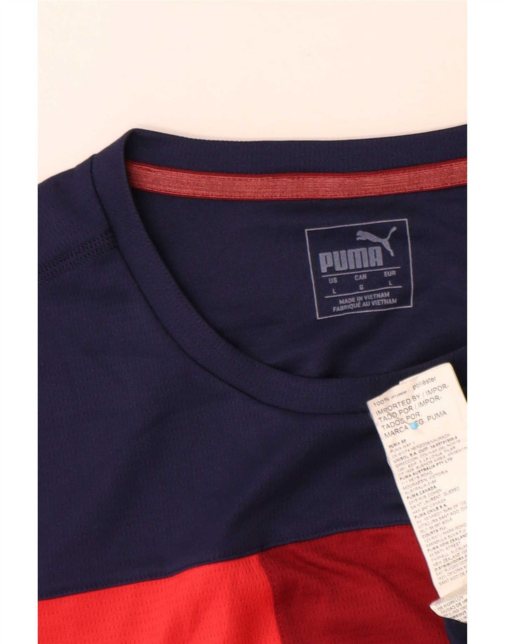 Puma Camiseta para hombre Top Large Azul marino Colorblock Poliéster