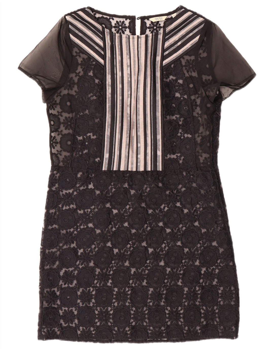 JACK WILLS Womens Lace Shift Dress UK 12 Medium  Black Floral