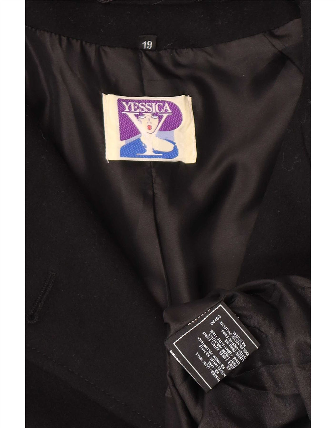 Yessica Abrigo cruzado para mujer UK 20 2XL Lana negra