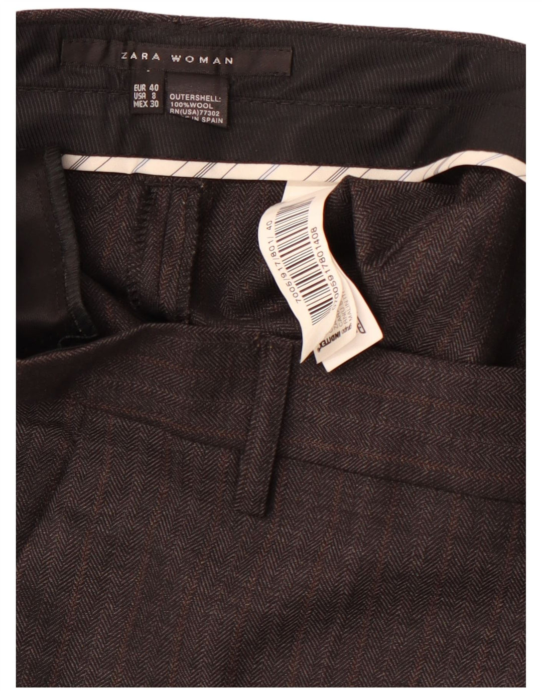 ZARA Mujer Pantalón Chino Recto EU 40 Medium W30 L28 Gris Espiga