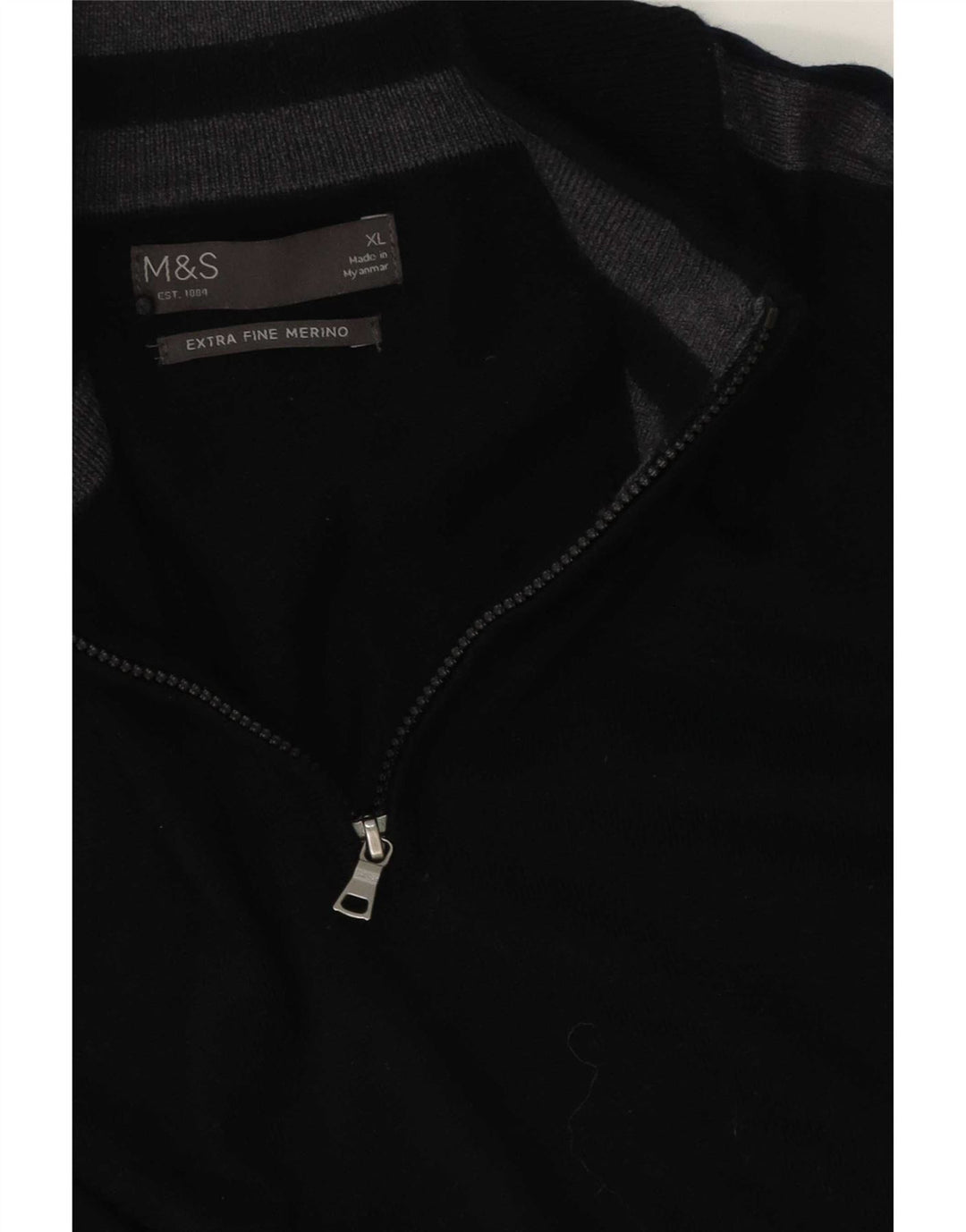 Marks & Spencer Jersey con cuello y cremallera para hombre XL Negro Colorblock