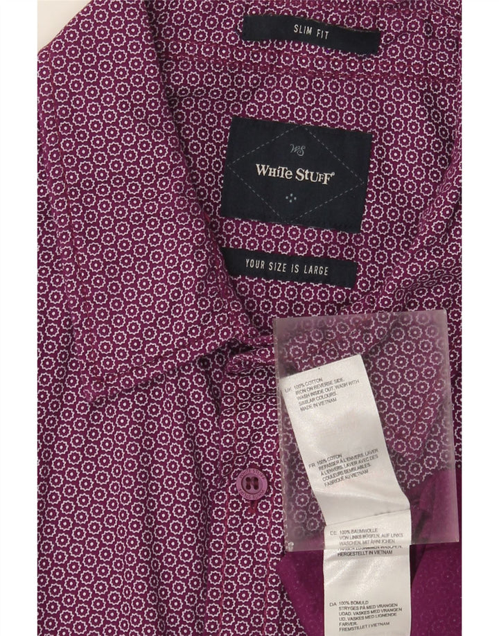 Camisa de corte slim de algodón con lunares morados de White Stuff para hombre