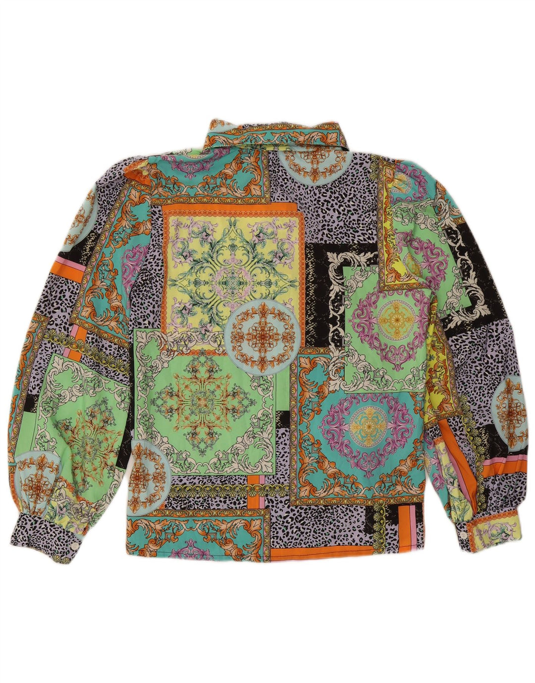 Vintage mujer camisa blusa Reino Unido 14 medio multicolor patchwork algodón