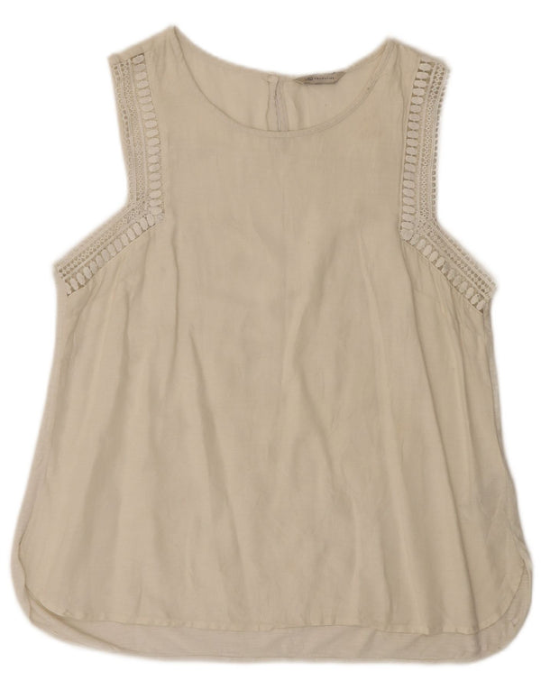 Marks & Spencer Blusa sin mangas para mujer UK 44 Medium Off White Linen