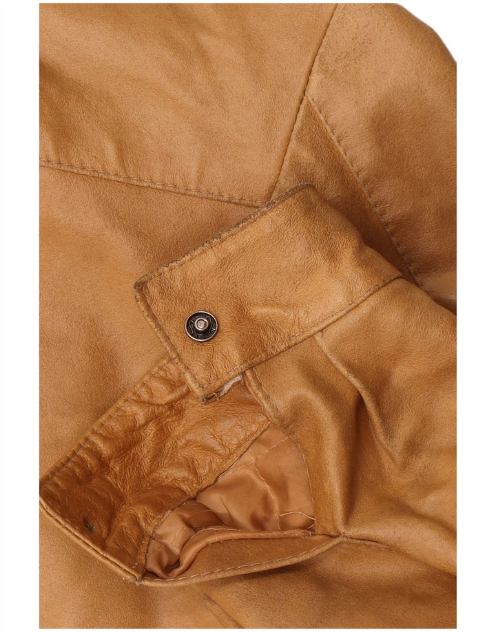 Vintage hombres chaqueta de cuero Reino Unido 36 pequeño marrón