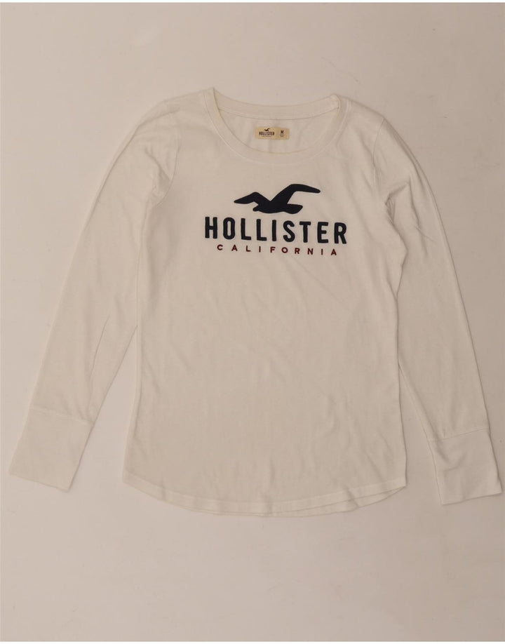 HOLLISTER Top gráfico para mujer de manga larga UK 14 Medium White