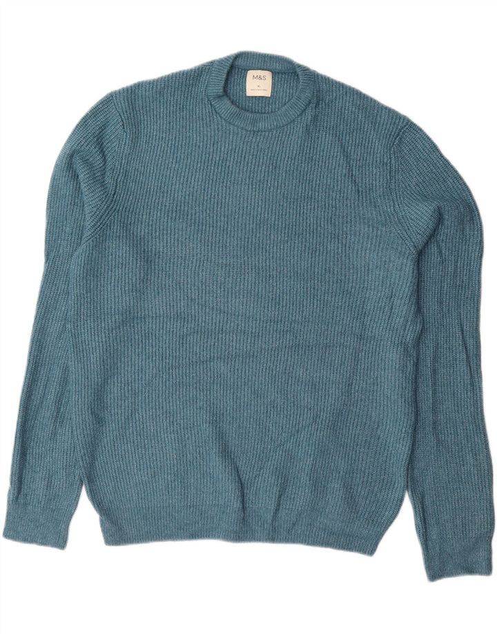 MARKS & SPENCER Jersey de cuello redondo para hombre XL Poliamida azul