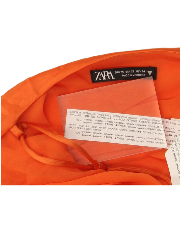 Zara Vestido lencero para mujer UK 4 XS Naranja Poliéster