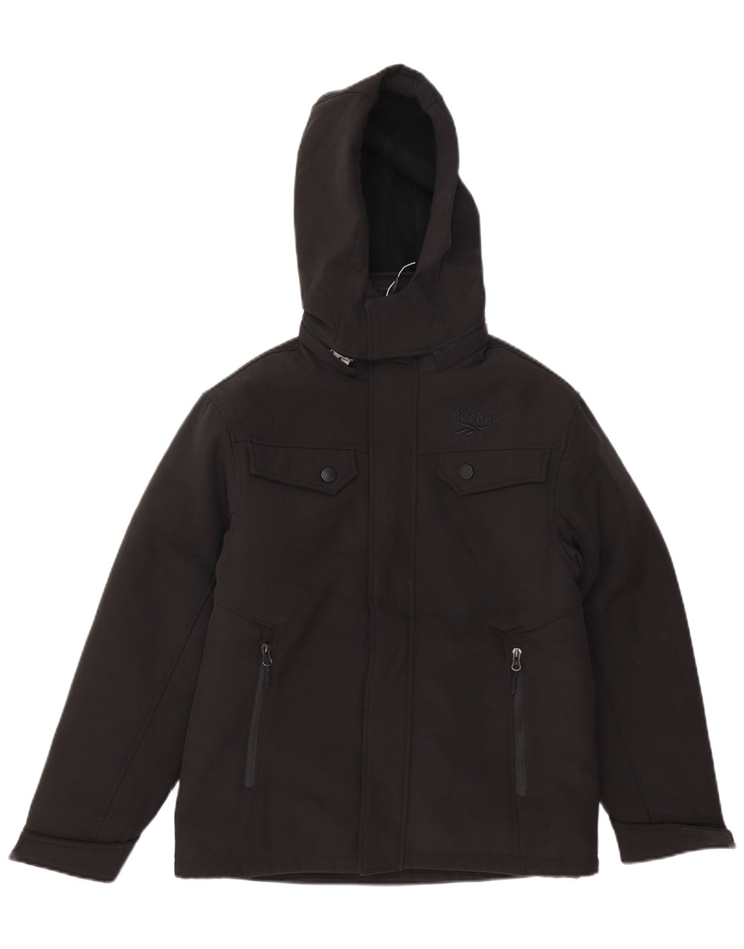 REEBOK Chaqueta cortavientos con capucha para niño 10-11 años Negro Poliéster