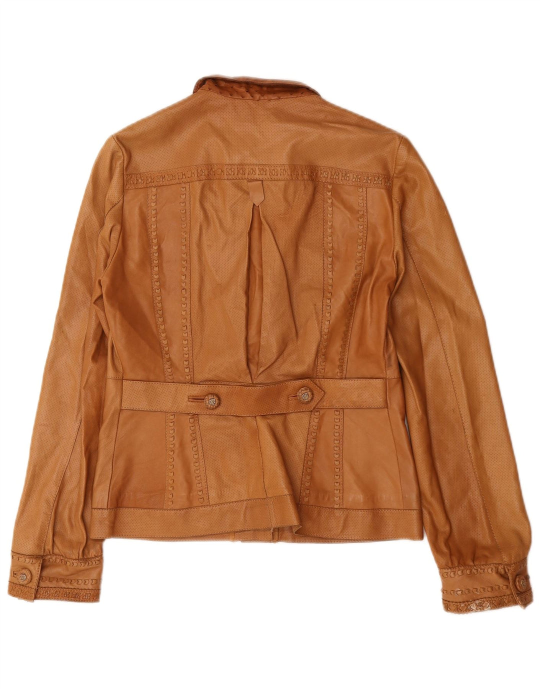 Chaqueta de cuero vintage para mujer IT 44 cuero marrón medio