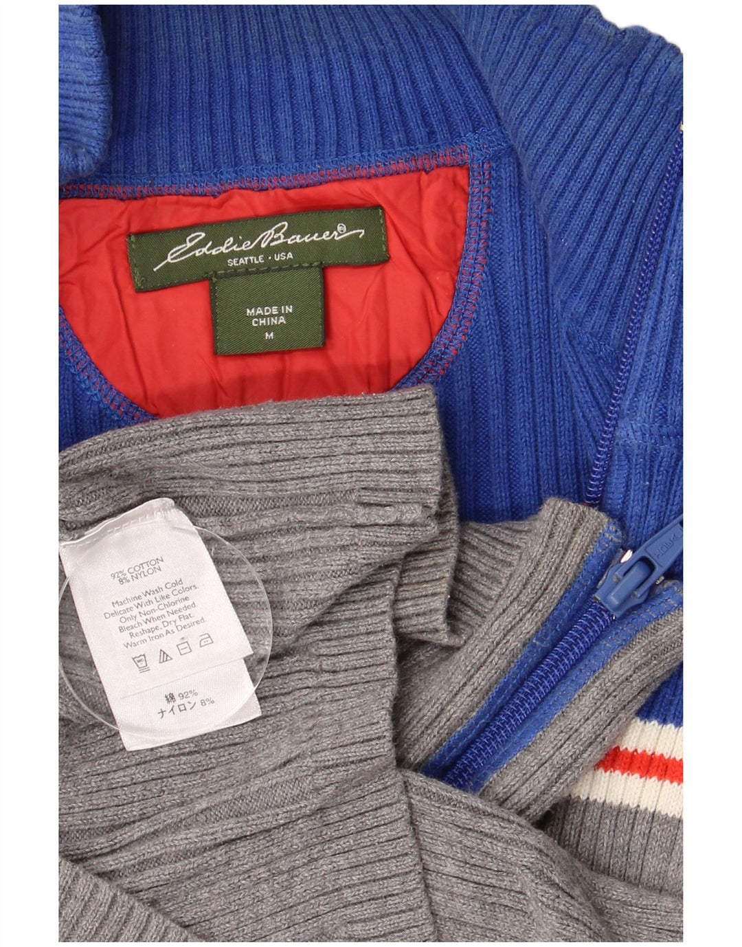 Eddie Bauer Suéter tipo cárdigan para mujer Reino Unido 12 Algodón azul medio con bloques de color