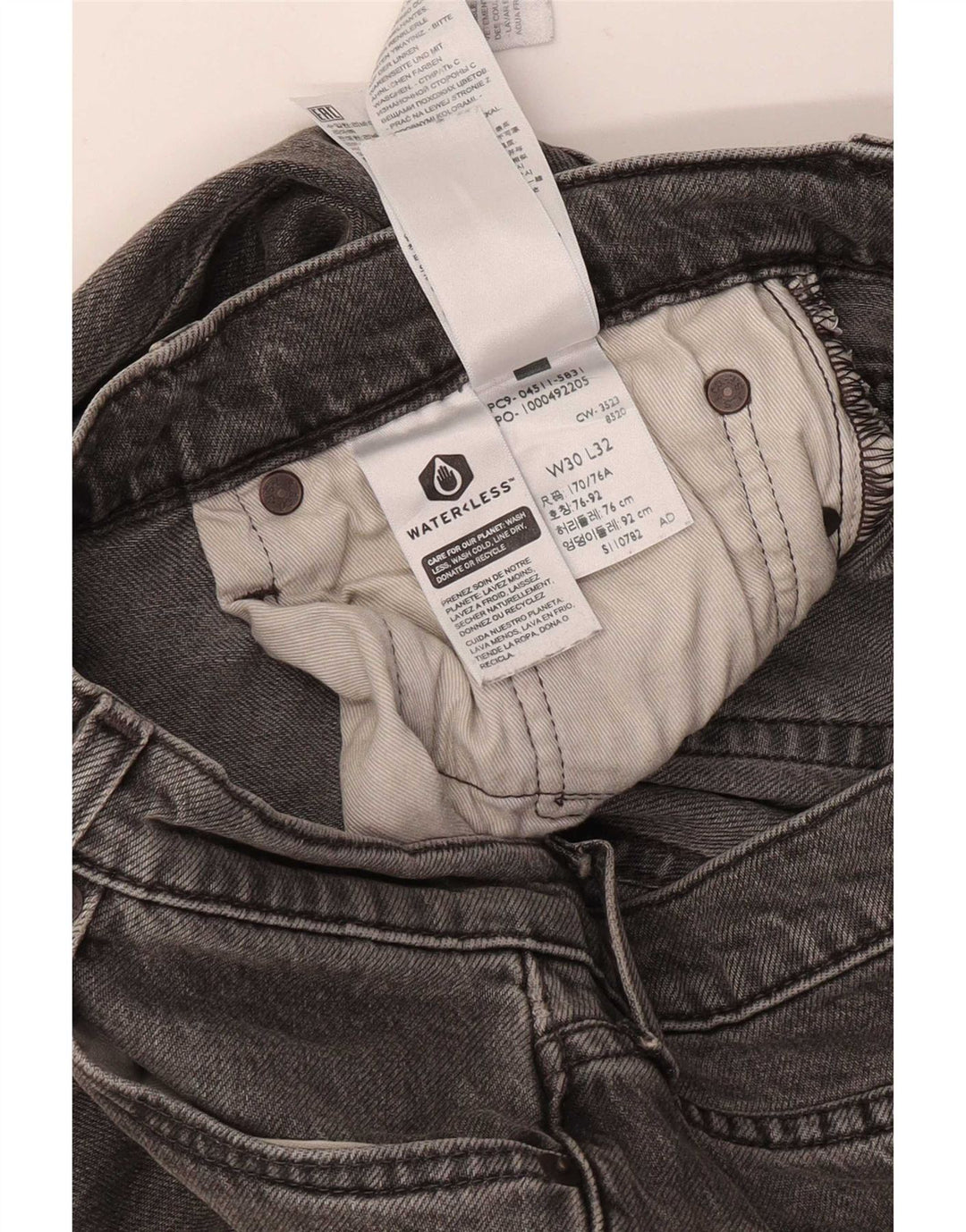 Levi's Mens 511 Slim Jeans W30 L32 Gris Algodón