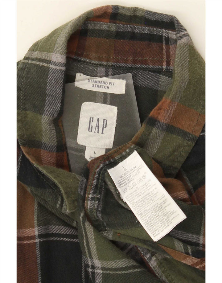 Camisa De Franela De Corte Estándar De Algodón A Cuadros Verdes Grandes De Gap Hombre