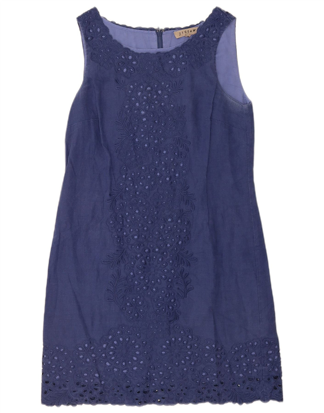 Jigsaw Vestido básico sin mangas para mujer UK 10 Small Azul marino Floral Linen
