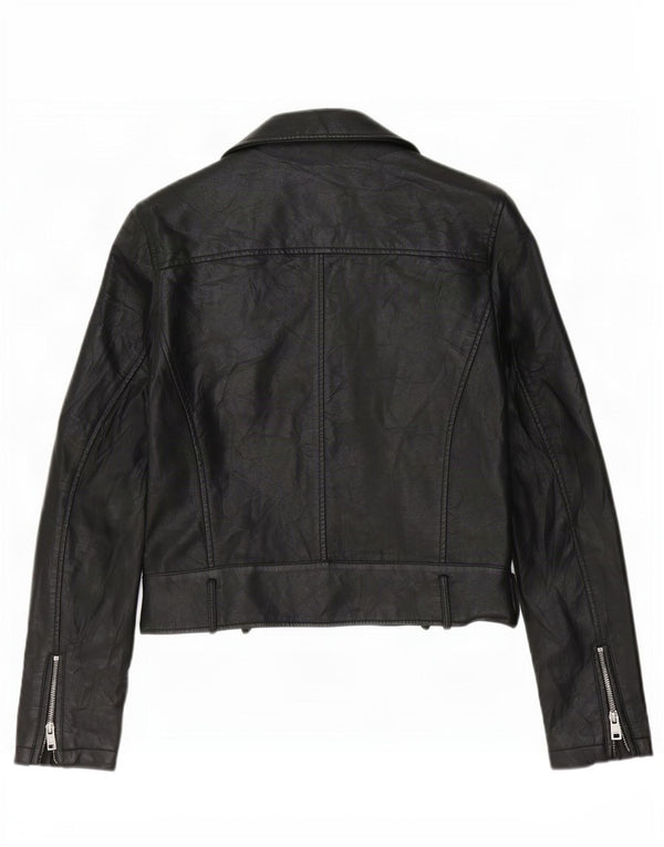 Levi's Chaqueta motera corta de piel sintética para mujer Reino Unido 10 Small Poliuretano negro
