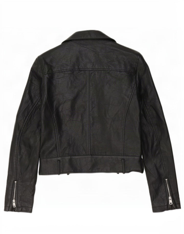 Levi's Chaqueta motera corta de piel sintética para mujer Reino Unido 10 Small Poliuretano negro