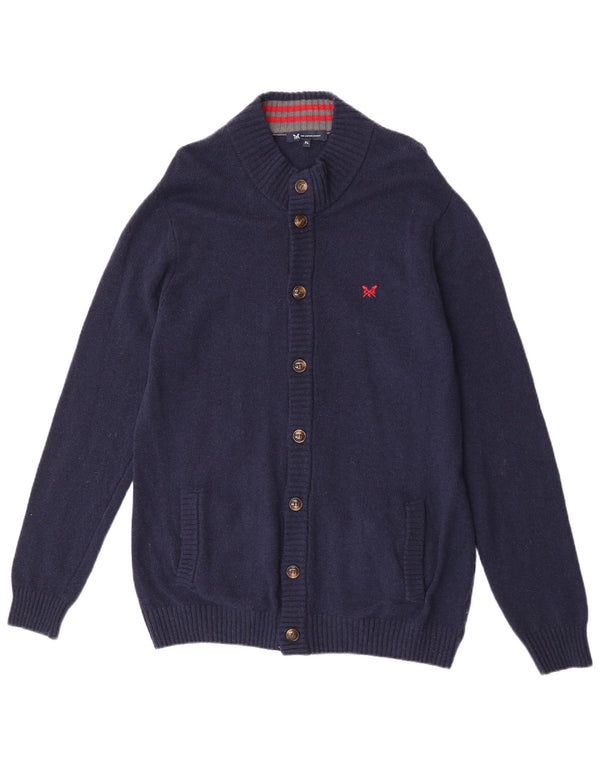 Crew Clothing Suéter tipo cárdigan para hombre XL Lana de cordero azul marino