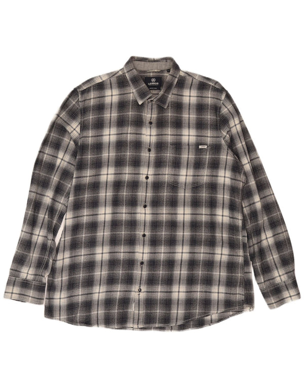 Lerros Camisa De Franela Hombre 2XL Algodón A Cuadros Gris