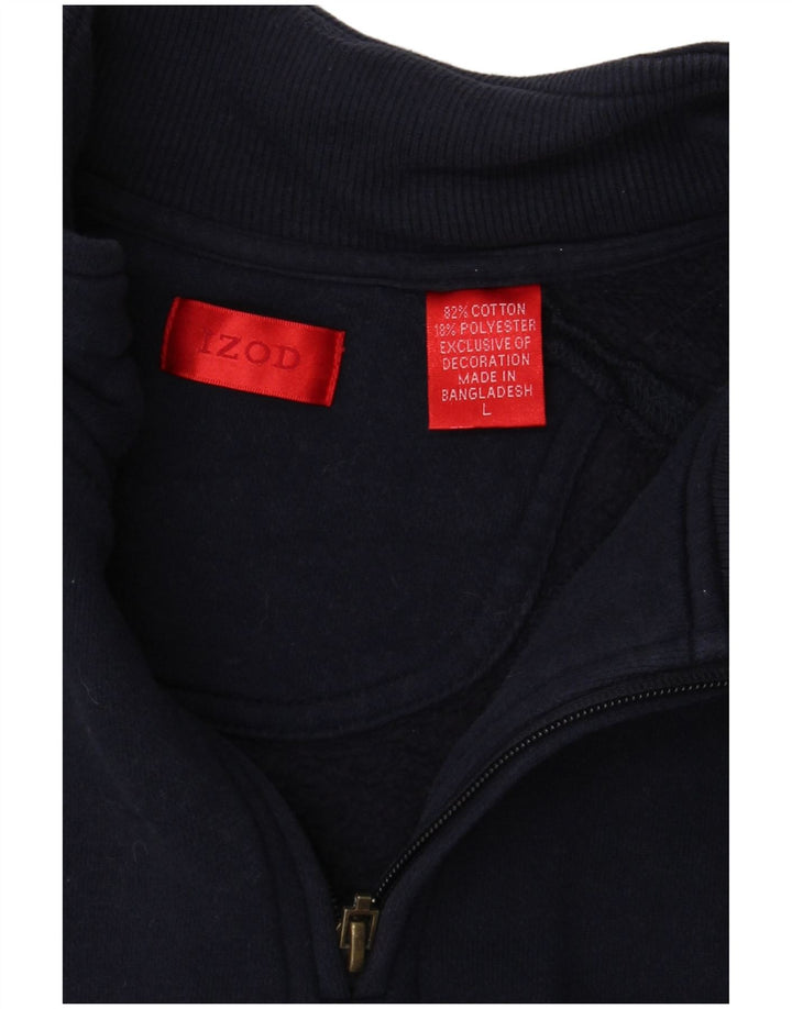 IZOD - Sudadera con cuello y cremallera para hombre, talla grande, algodón azul marino