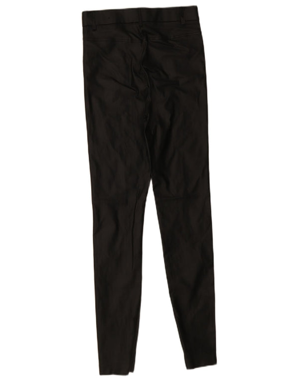 Zara Mujer Pantalón Pitillo De Piel Sintética Pequeño W26 L29 Poliéster Negro