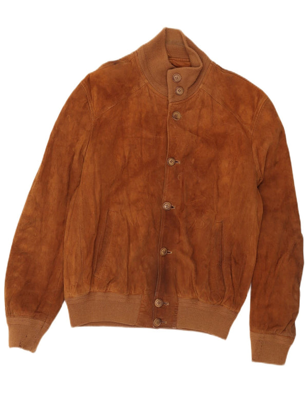 Vintage hombres ante bomber chaqueta IT 50 cuero marrón grande