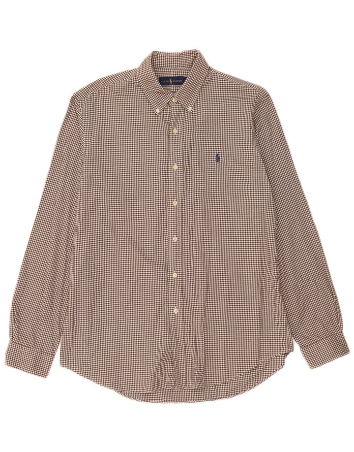 Ralph Lauren Camisa de franela para hombre Algodón a cuadros marrón grande
