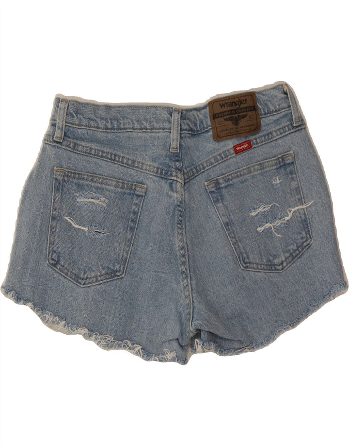 WRANGLER Womens Distressed Denim Shorts W29 Medium Blue Cotton Vintage Wrangler and Second-Hand Wrangler from Messina Hembry 