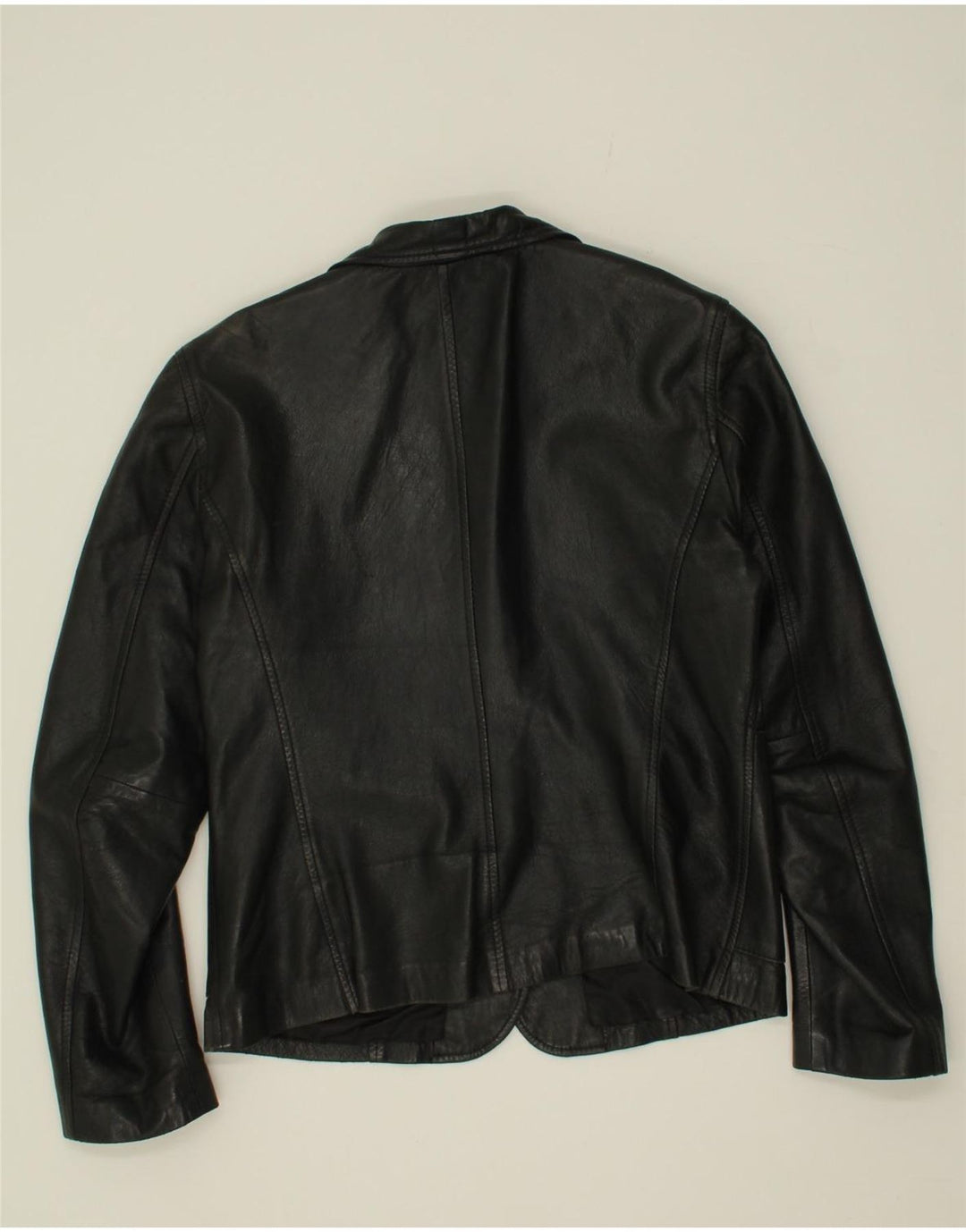 VINTAGE Womens Leather Jacket IT 48 XL Black Leather Vintage Vintage and Second-Hand Vintage from Messina Hembry 