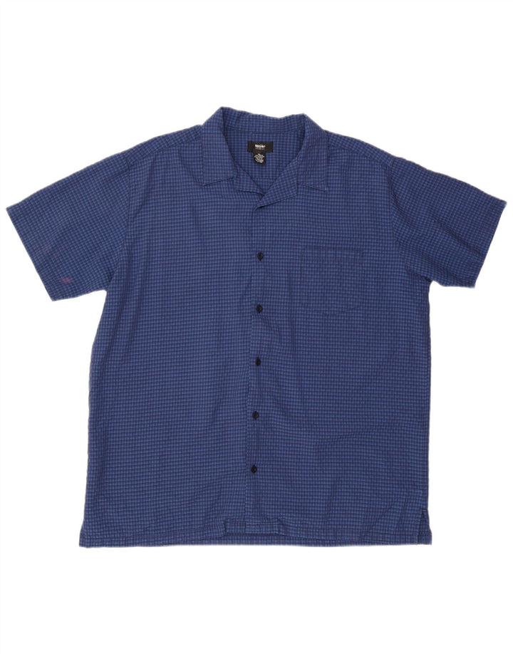 MOSSIMO Camisa Manga Corta Hombre XL Azul Vichy Rayón