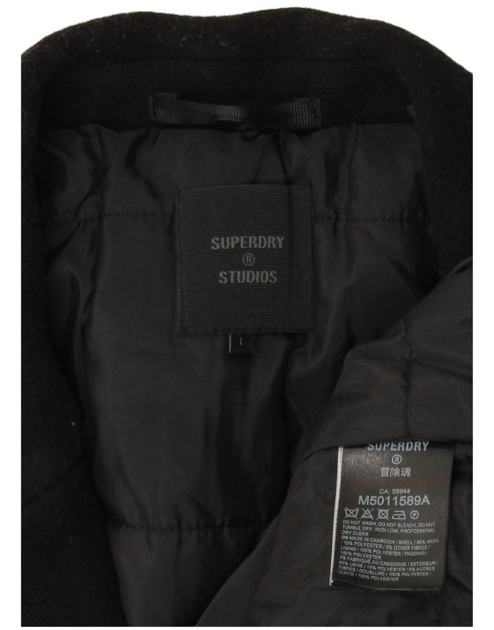 Superdry Abrigo para hombre UK 40 Large Lana negra