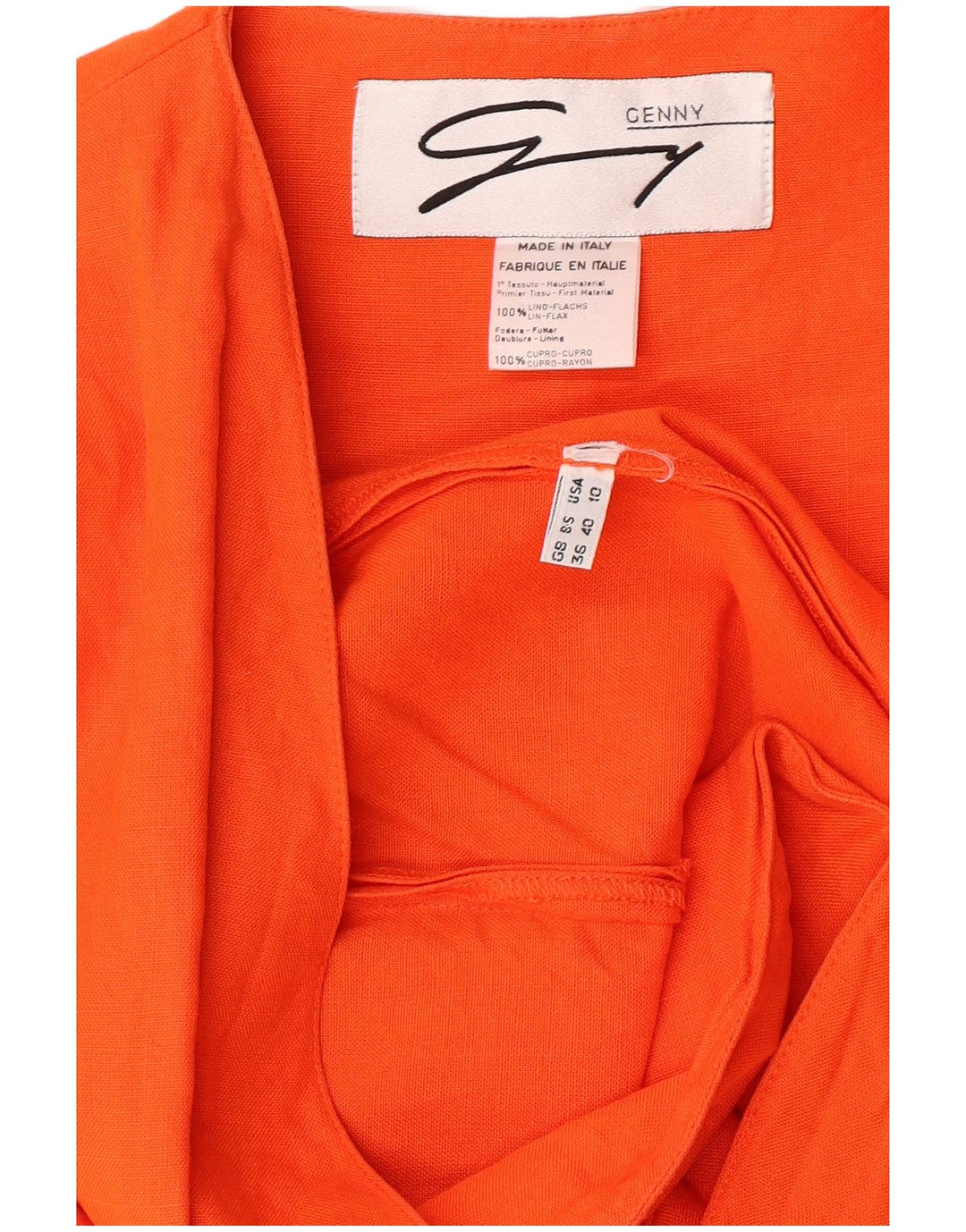 Genny - Juego de 2 piezas para mujer, talla 10, lino naranja grande