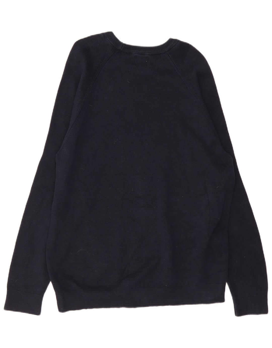 ZARA Hombre Jersey Cuello Barco XL Algodón Azul Marino