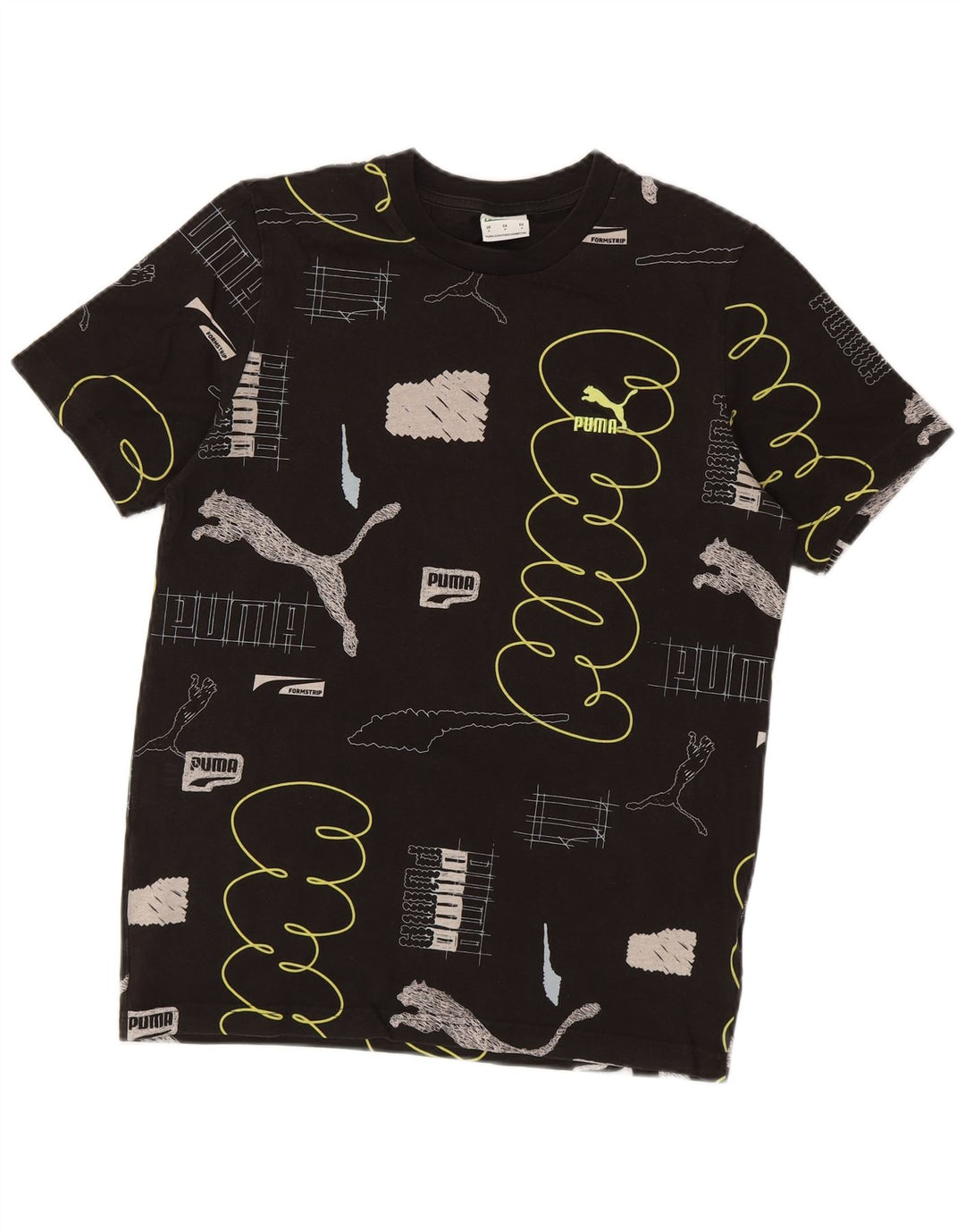 PUMA Mens Graphic T-Shirt Top Small Black Cotton