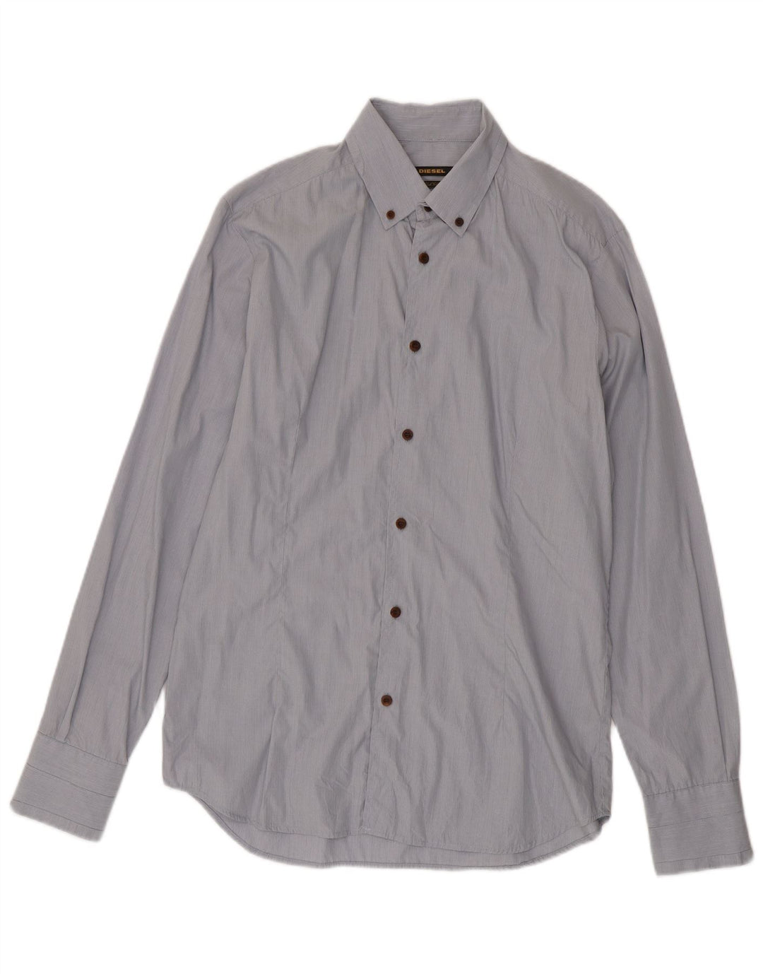 Camisa Diesel Hombre Grande Azul Rayas De Algodón