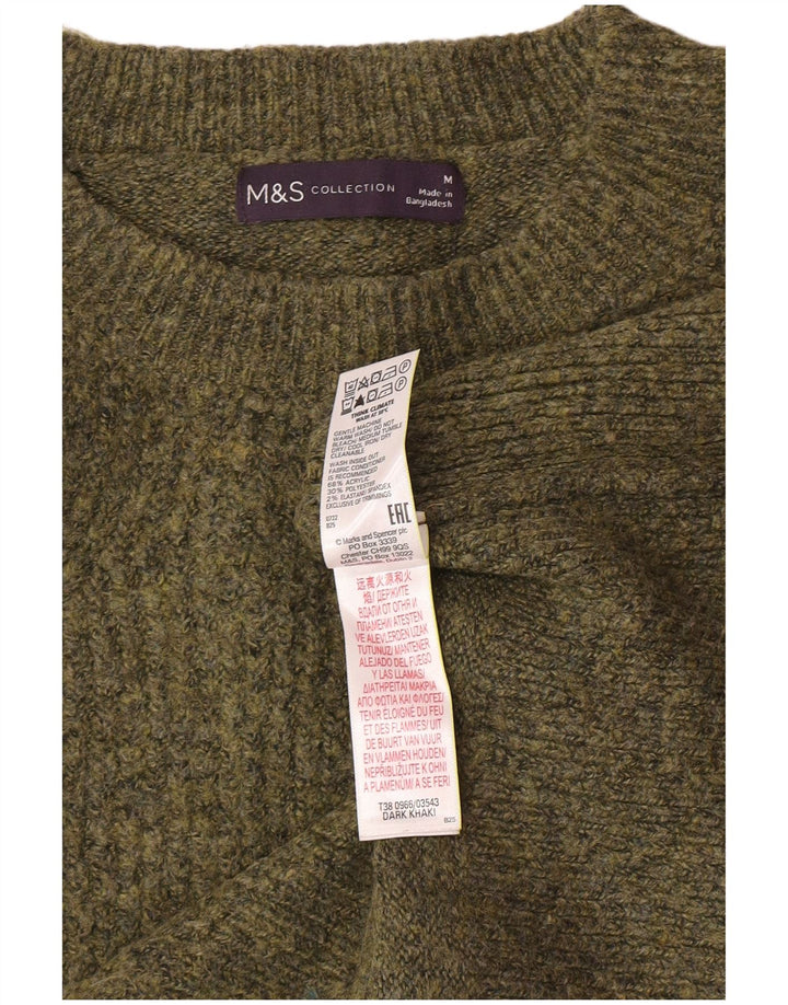 Marks & Spencer Suéter tipo jersey con cuello redondo para mujer Reino Unido 44 Mediano Caqui moteado