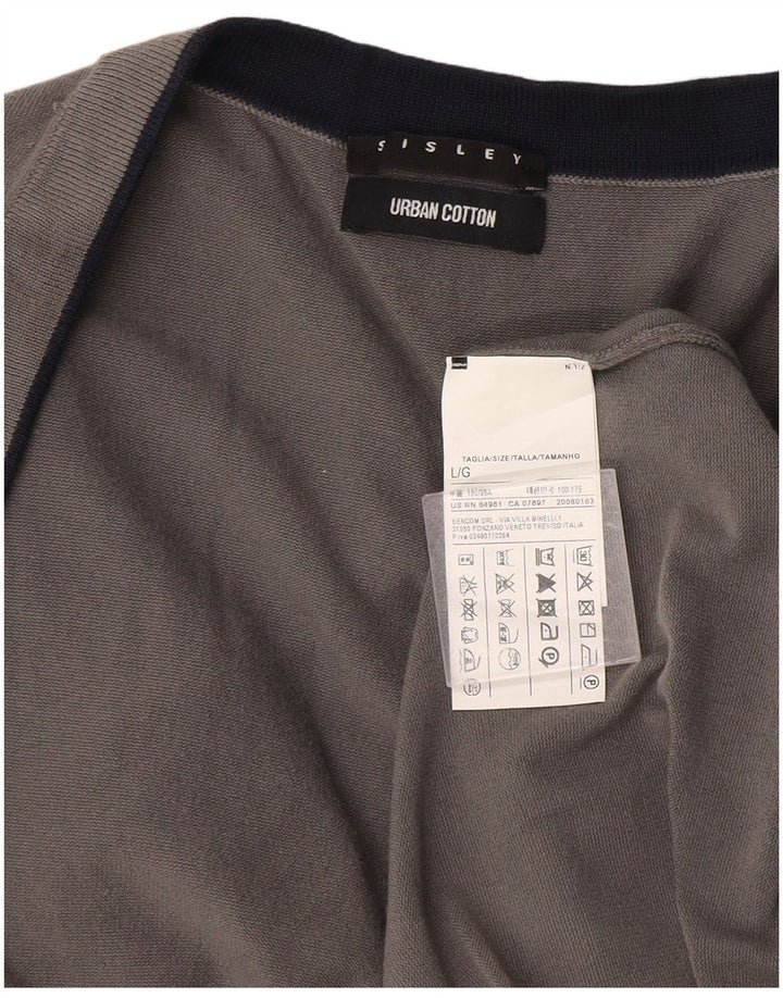 Sisley Cárdigan para hombre de algodón gris grande