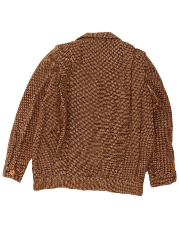 Vintage mujer bombardero chaqueta Reino Unido 14 lana marrón medio