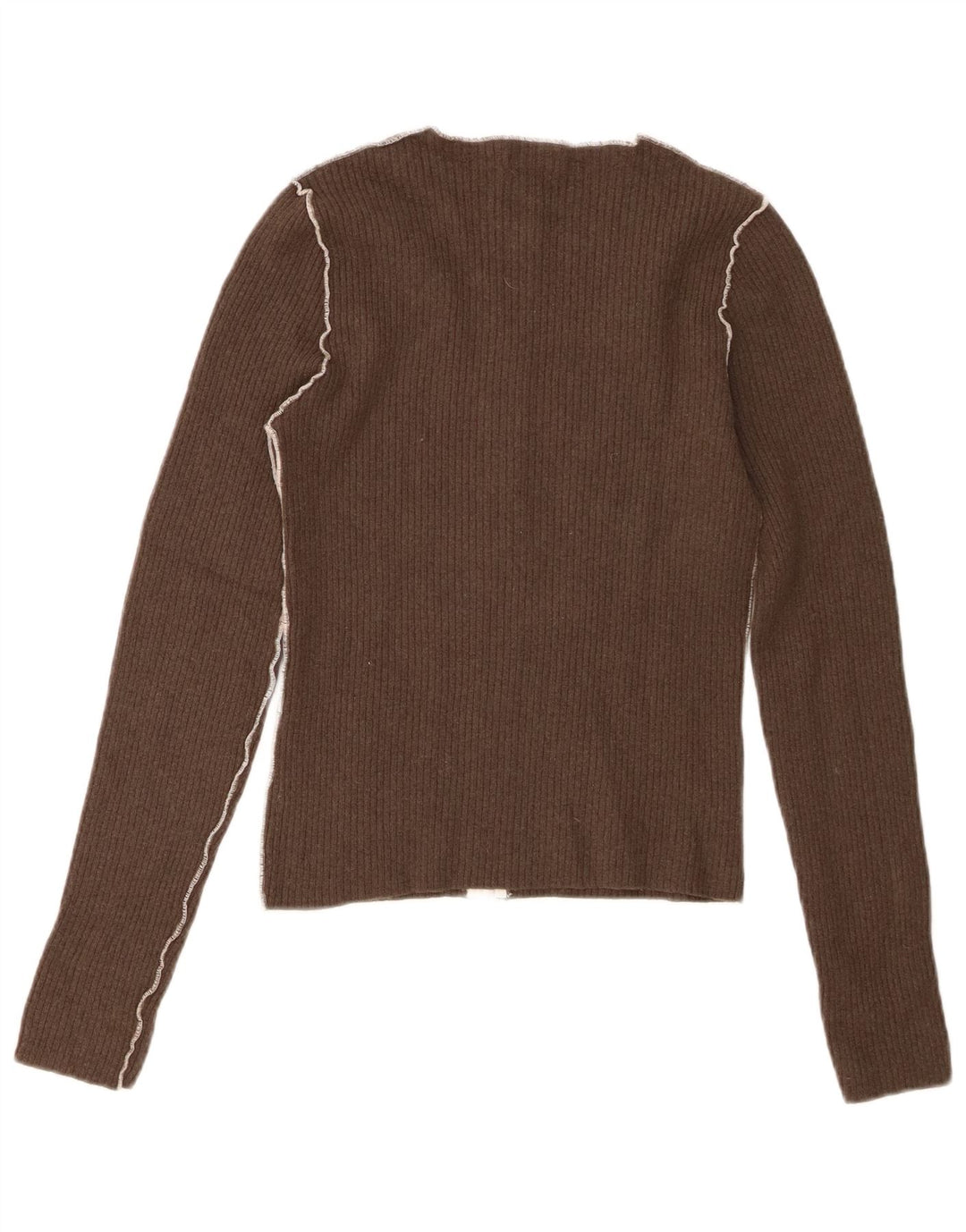 Zara - Cárdigan con cremallera completa para mujer, talla 40, lana marrón medio