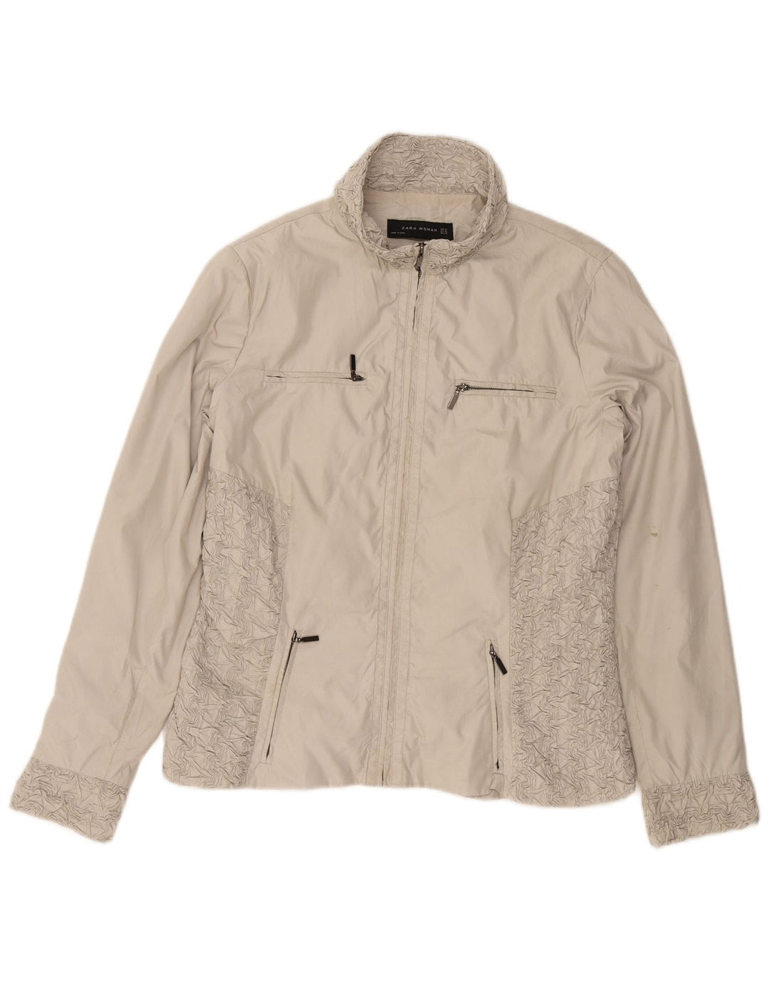ZARA Womens Utility Jacket UK 18 XL Grey Polyester