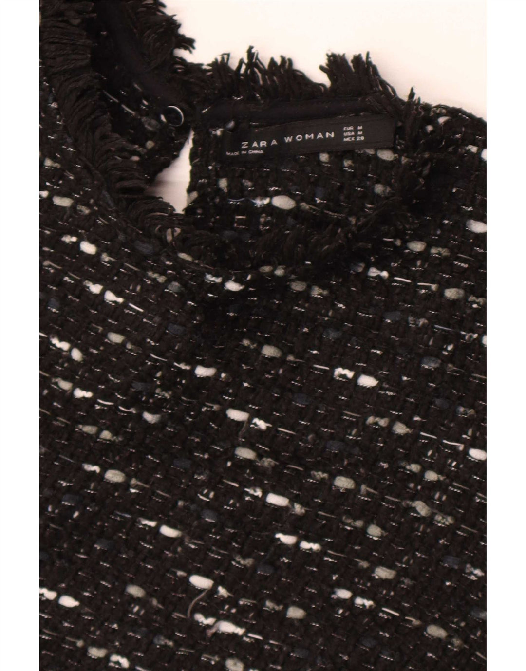 Zara Vestido tipo jersey para mujer UK 40 Mediano Negro moteado