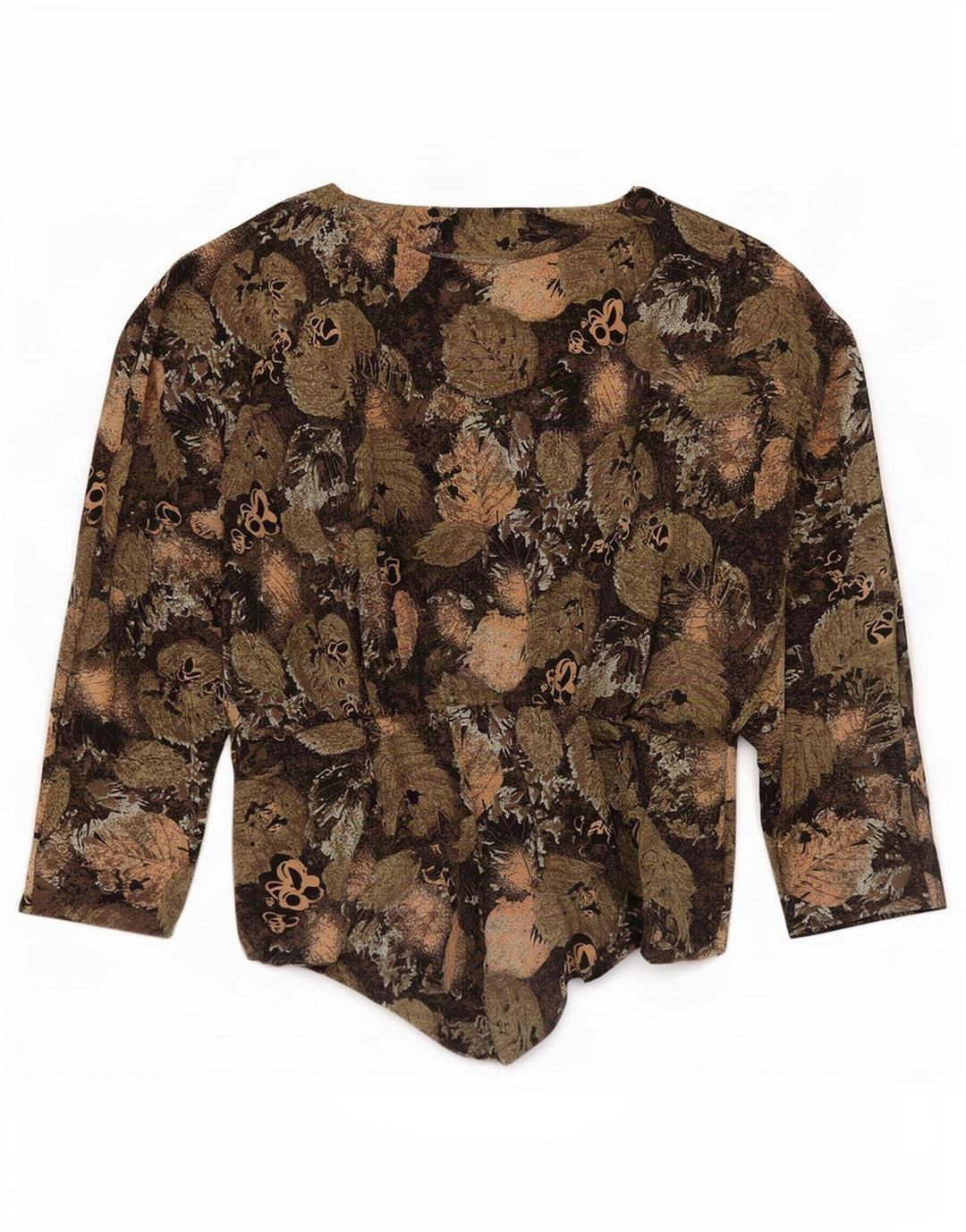 Vintage mujer manga larga blusa Top Reino Unido 8 pequeño multicolor floral