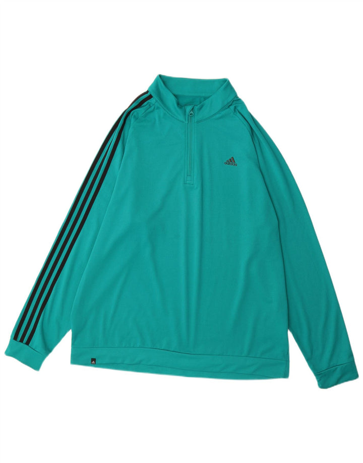 ADIDAS Hombre Zip Neck Pullover Chándal Top XL Poliéster Turquesa