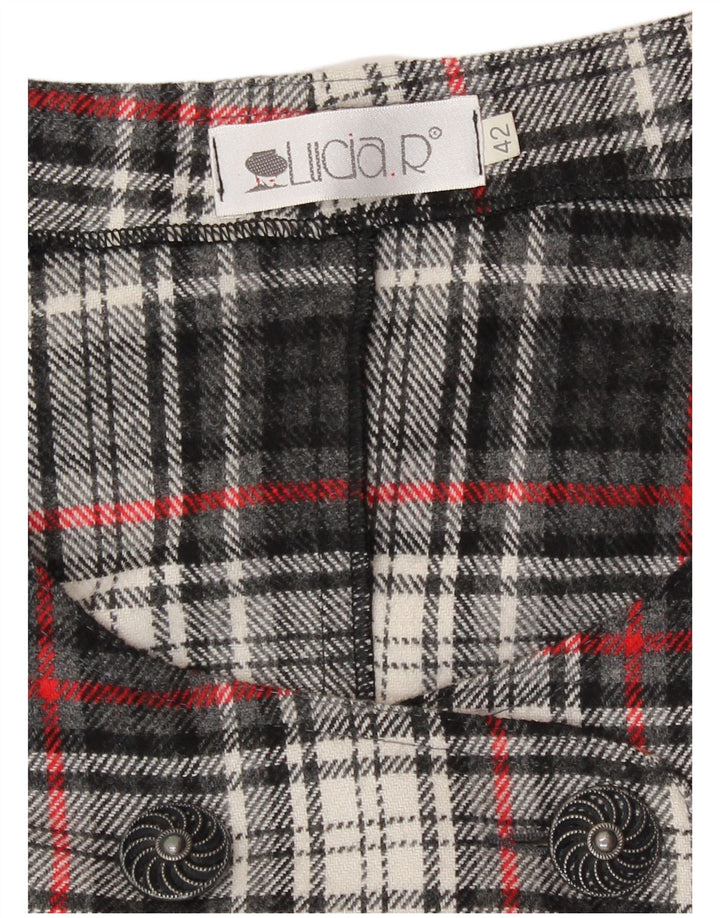 Vintage mujer regular fit Pinafore vestido IT 42 gris medio cuadros retro