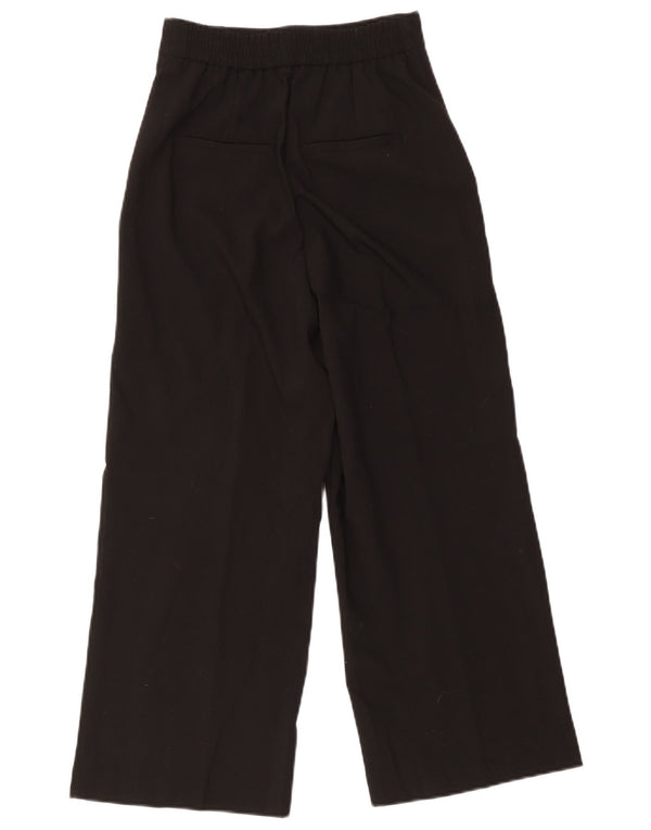 Zara Mujer Pantalones Capri De Pierna Ancha De Cintura Alta XS W24 L22 Poliéster Negro