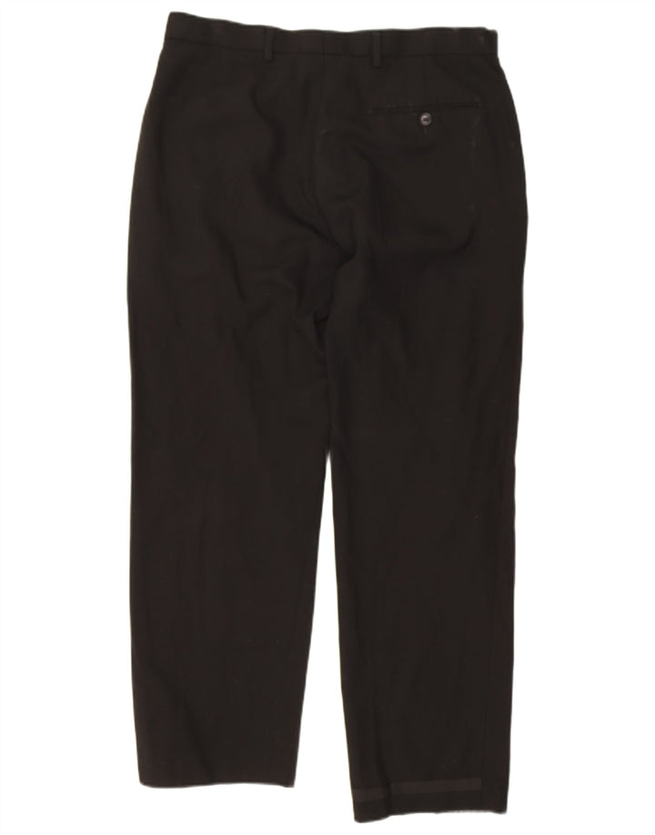 Marks & Spencer Pantalón de traje recto para hombre W34 L29 Lana negra