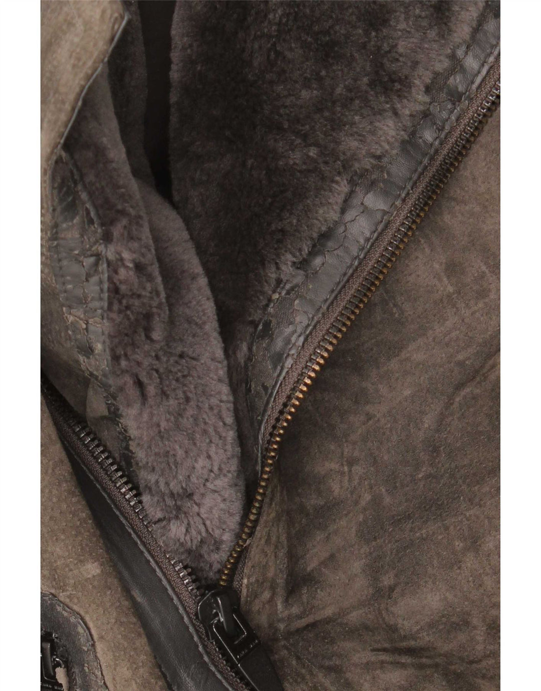 Zara - Chaqueta motera de ante para hombre, talla 40, color caqui