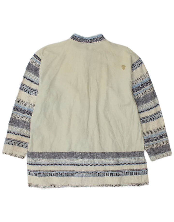 Vintage mujer manga larga blusa Top Reino Unido 12/14 medio de rayas blancas